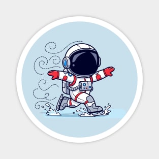 Cute Astronaut Ice Skating Magnet